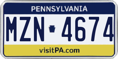 PA license plate MZN4674