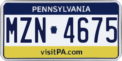 PA license plate MZN4675