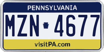 PA license plate MZN4677
