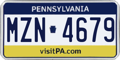 PA license plate MZN4679