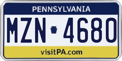 PA license plate MZN4680