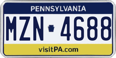 PA license plate MZN4688