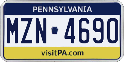 PA license plate MZN4690