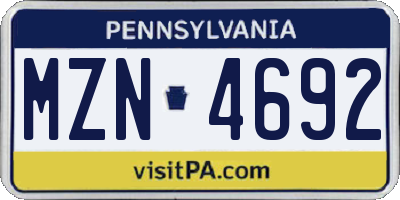 PA license plate MZN4692