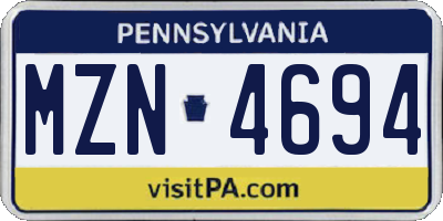 PA license plate MZN4694