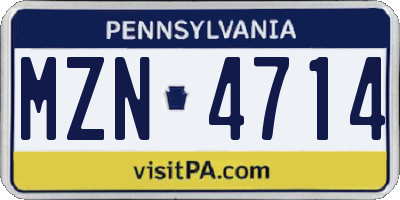 PA license plate MZN4714