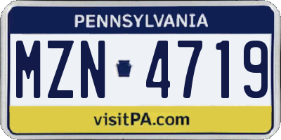 PA license plate MZN4719