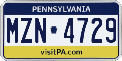 PA license plate MZN4729