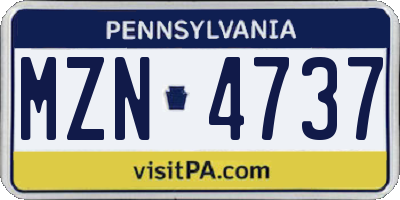 PA license plate MZN4737