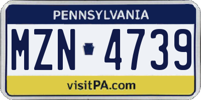 PA license plate MZN4739