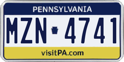 PA license plate MZN4741