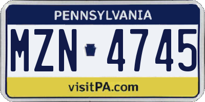 PA license plate MZN4745