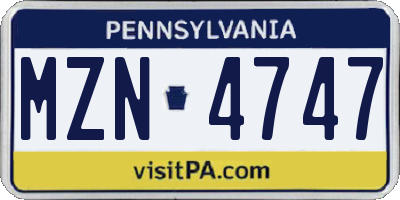 PA license plate MZN4747