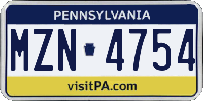 PA license plate MZN4754