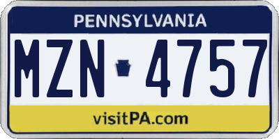 PA license plate MZN4757