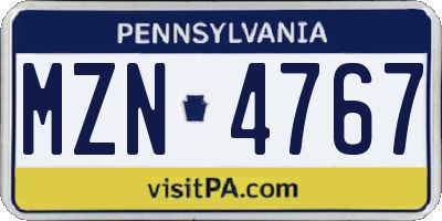 PA license plate MZN4767