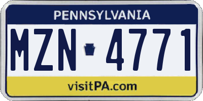 PA license plate MZN4771