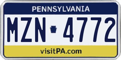 PA license plate MZN4772