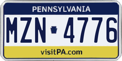 PA license plate MZN4776