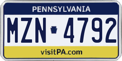 PA license plate MZN4792