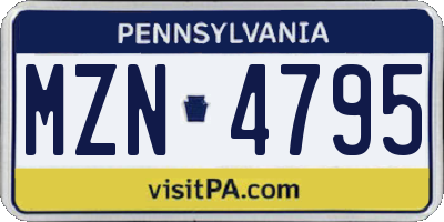 PA license plate MZN4795