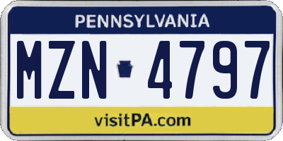 PA license plate MZN4797