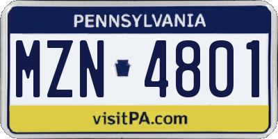 PA license plate MZN4801