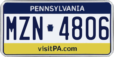 PA license plate MZN4806
