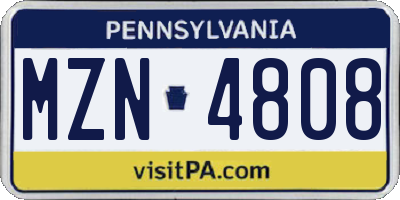 PA license plate MZN4808