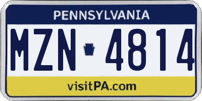 PA license plate MZN4814