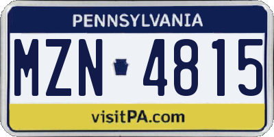PA license plate MZN4815