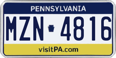 PA license plate MZN4816