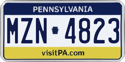 PA license plate MZN4823