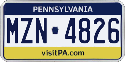 PA license plate MZN4826