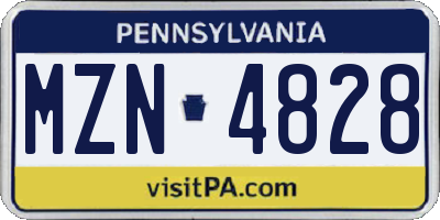 PA license plate MZN4828
