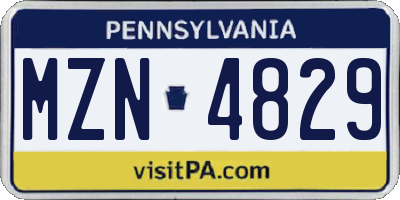 PA license plate MZN4829
