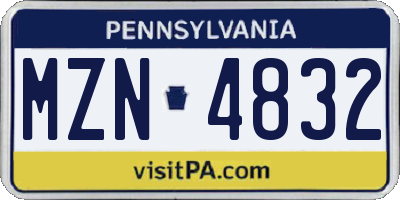 PA license plate MZN4832