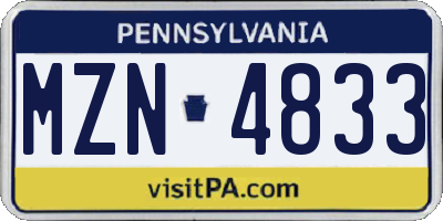 PA license plate MZN4833