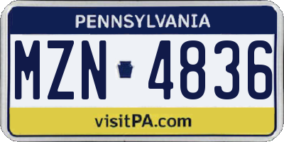 PA license plate MZN4836