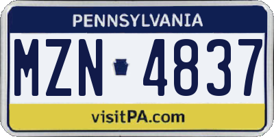 PA license plate MZN4837