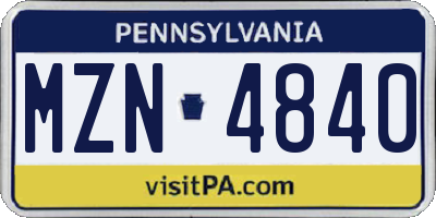 PA license plate MZN4840