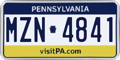 PA license plate MZN4841