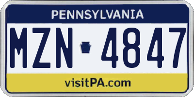 PA license plate MZN4847