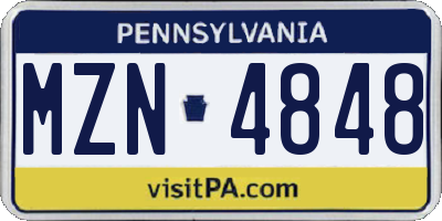 PA license plate MZN4848