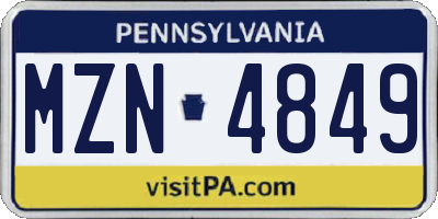 PA license plate MZN4849