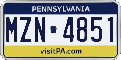 PA license plate MZN4851