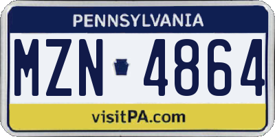 PA license plate MZN4864