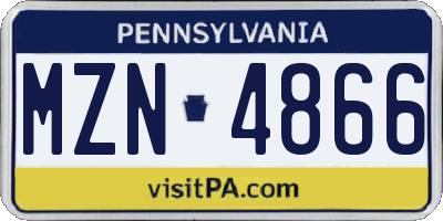 PA license plate MZN4866