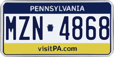 PA license plate MZN4868