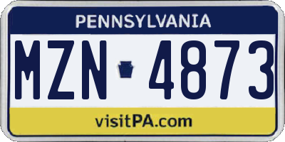 PA license plate MZN4873